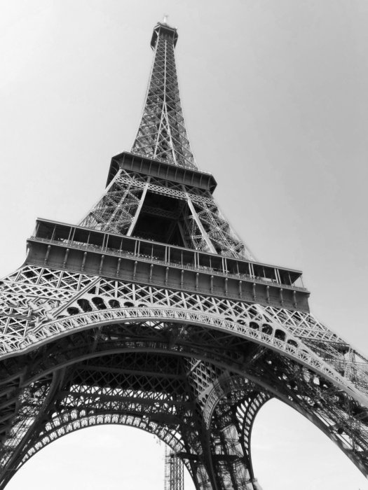 Poster Schwarz-weiß Fotografie des Eiffelturms