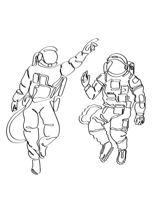 Poster Astronauten im Line-Art-Stil