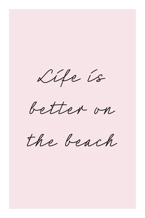 Poster Leben am Strand Zitat auf rosa Hintergrund
