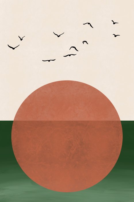 Poster Abstrakte Landschaft mit Sonnenuntergang