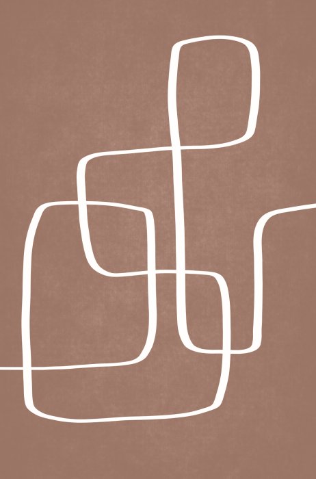 Poster Minimalistisches Muster weiße Linien auf mocha-moussefarbenem Hintergrund