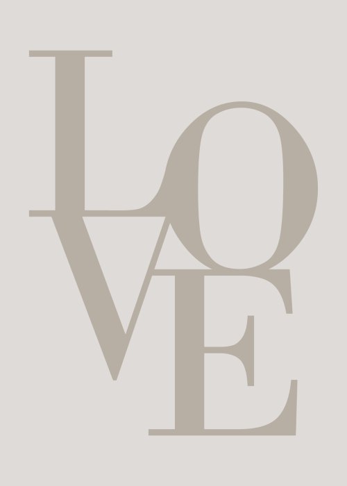 Poster Beige „love”-Schrift im minimalistischen Stil