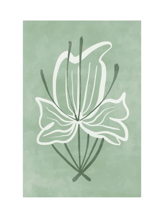 Poster Minimalistische Blume auf grünem Hintergrund