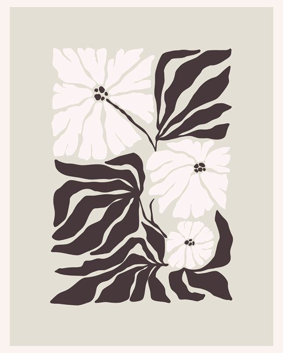 Poster Botanische Abstraktion weiße Blumen