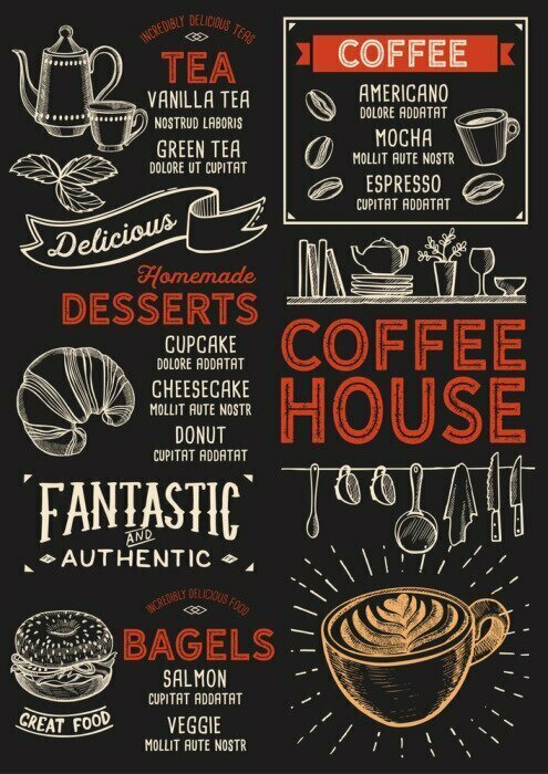 Poster Retro cafémenu