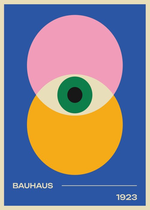 Poster Abstraktes Auge und Räder im Stil von Bauhaus