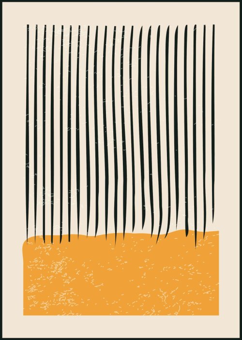 Poster Von Bauhaus inspirierte geometrische Komposition mit vertikalen Linien und gelben Formen