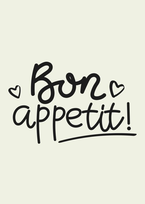 Poster Bon Appetit – Schriftzug auf beigem Hintergrund