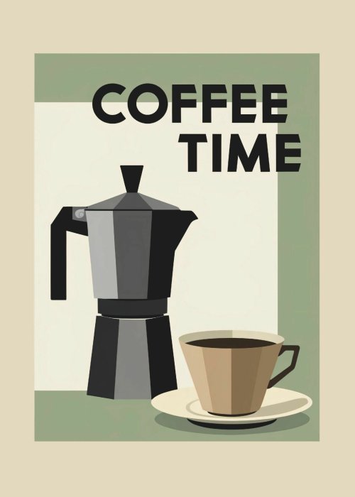 Poster Coffee time moderne Illustration mit Kaffee