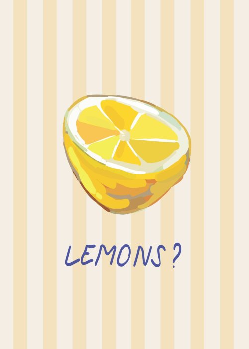 Poster Zitrone vor gestreiftem Hintergrund Illustration