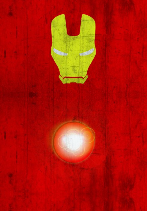 Poster Iron Man-symbool op een verweerde rode achtergrond