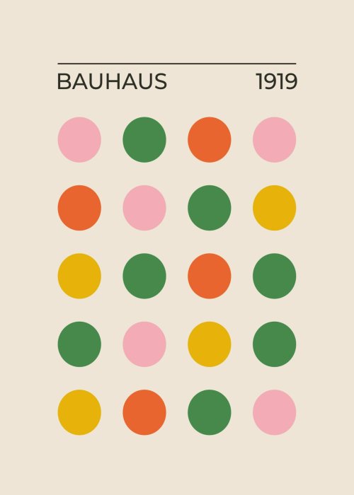 Poster Bauhaus minimalistisches Muster mit bunten Formen