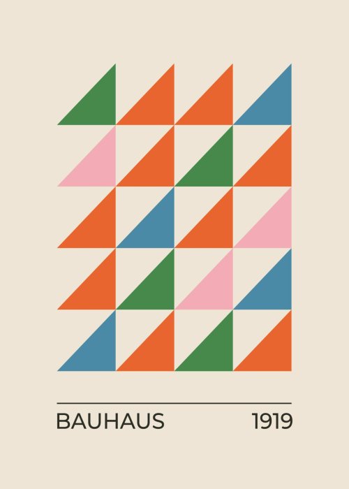 Poster Bunte Dreiecke geometrische Komposition im Bauhaus-Stil