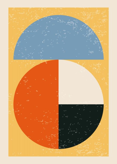 Poster Von Bauhaus inspirierte geometrische Abstraktion mit texturiertem Hintergrund