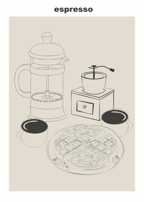 Poster Espresso-Kaffee minimalistische Illustration