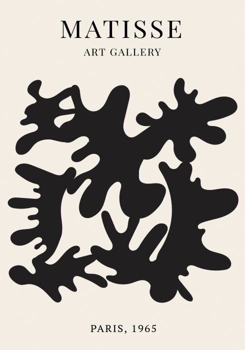 Poster Abstrakte schwarze Formen im Stil von Matisses Werk