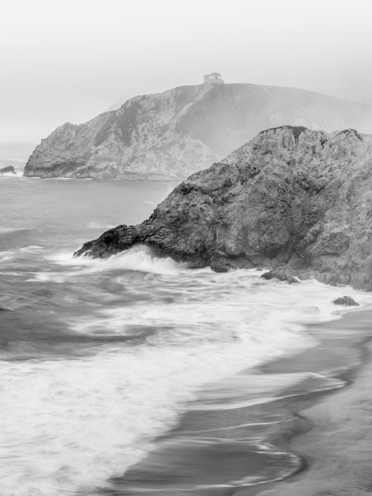 Poster Schwarz-weiße Landschaft Strand und Meer
