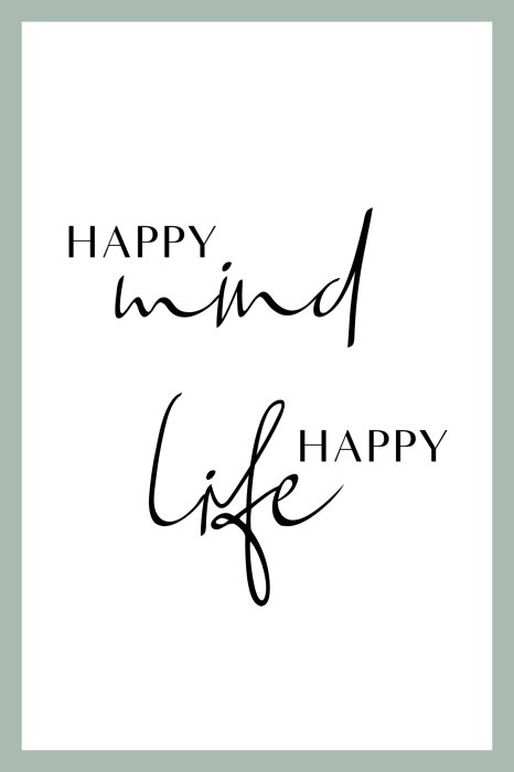 Poster "Happy Life" Zitat über das glückliche Leben