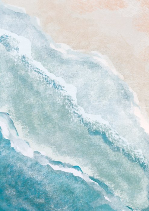 Poster Abstrakte Landschaft mit Meer und Strand