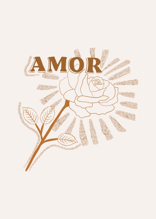 Poster Rosenblume auf beigem Hintergrund