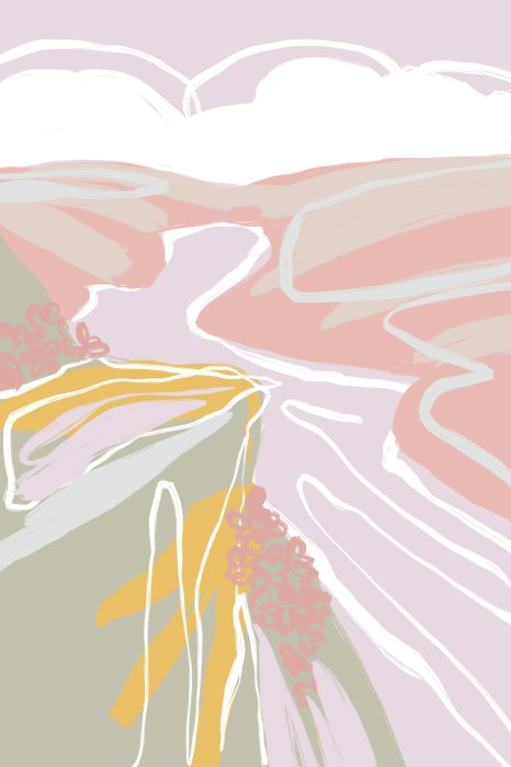 Poster Abstrakte Landschaft in Pastellfarben