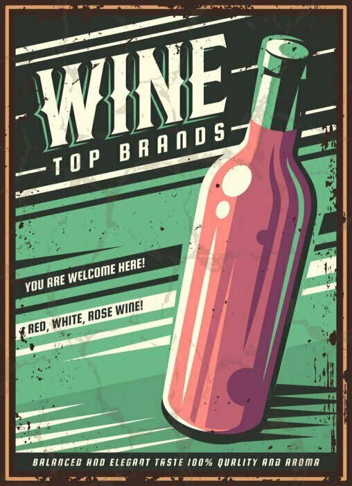 Poster Vintage afbeelding van een drinkfles
