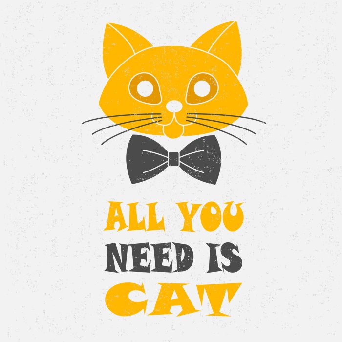 Poster Opschrift met een afbeelding van een kat.