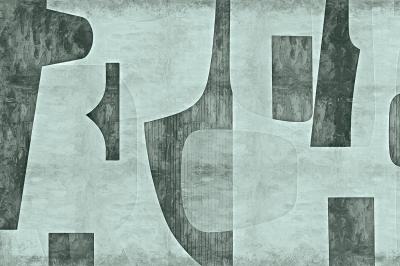 Fotobehang Groene graffitivormen op de muur