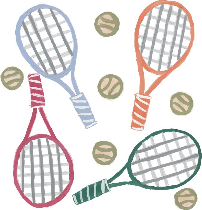 Sticker Tennisrackets en -ballen
