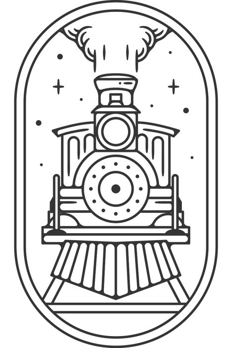 Sticker Stoomlocomotief in een ovaal frame