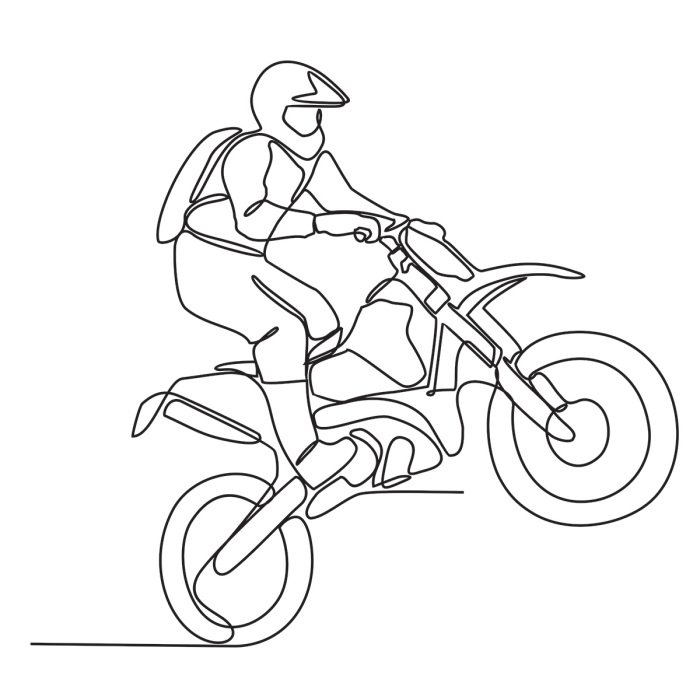 Sticker Lijntekening van een motorcrosser