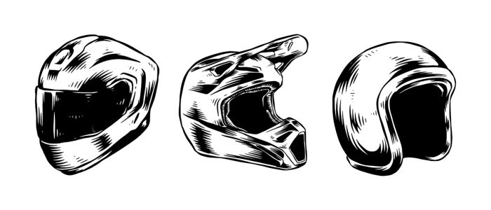 Sticker Zwart-witte motorhelm