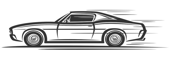 Sticker Retro sportwagen in beweging