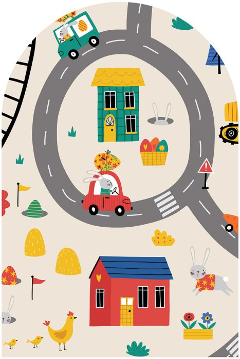 Sticker Dieren in auto's, sprookjesillustratie