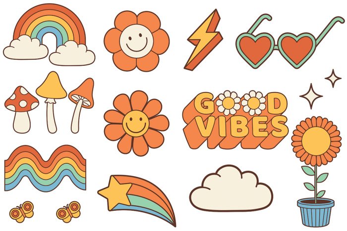 Sticker Retro hipster symbolen