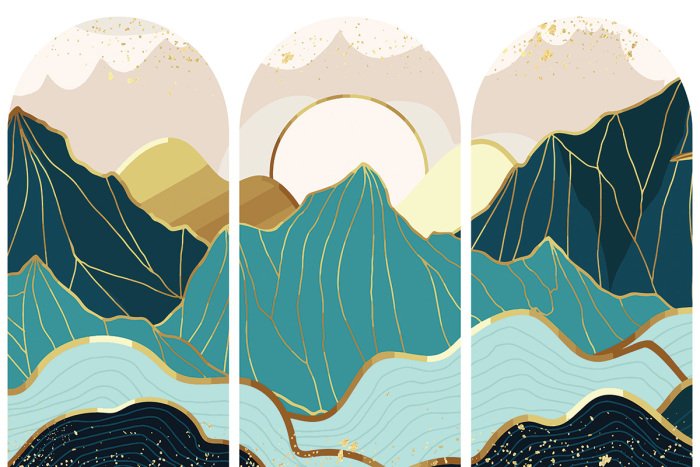 Sticker Abstract landschap met een bergmotief