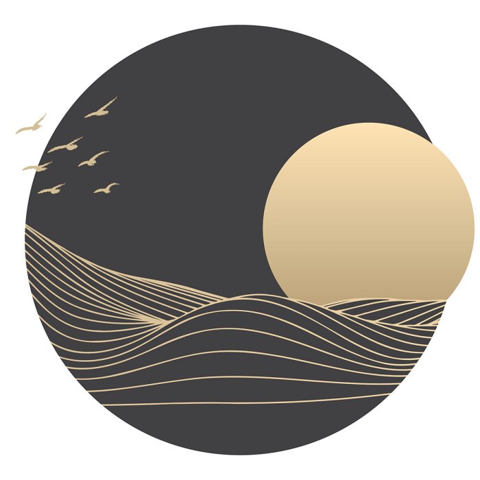 Sticker Abstract landschap met een volle maan