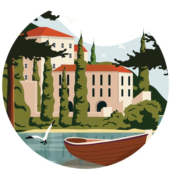 Sticker Klassiek Italiaans landschap met het Comomeer