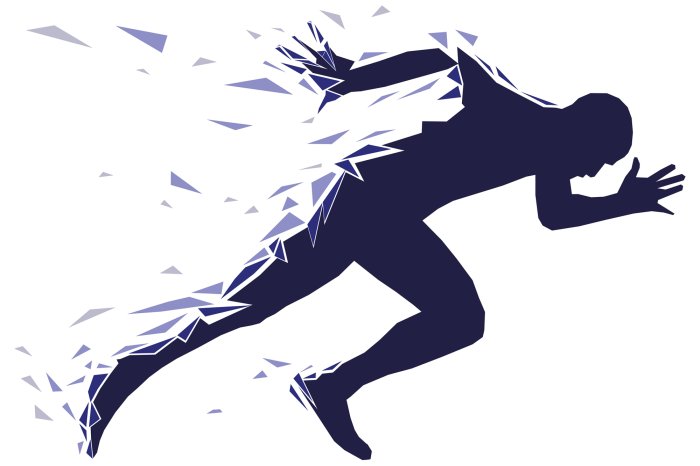 Sticker Abstracte silhouet van een hardloper met geometrische vormen