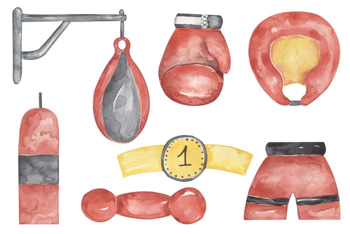 Sticker Boksen, aquarel sportsymbolen