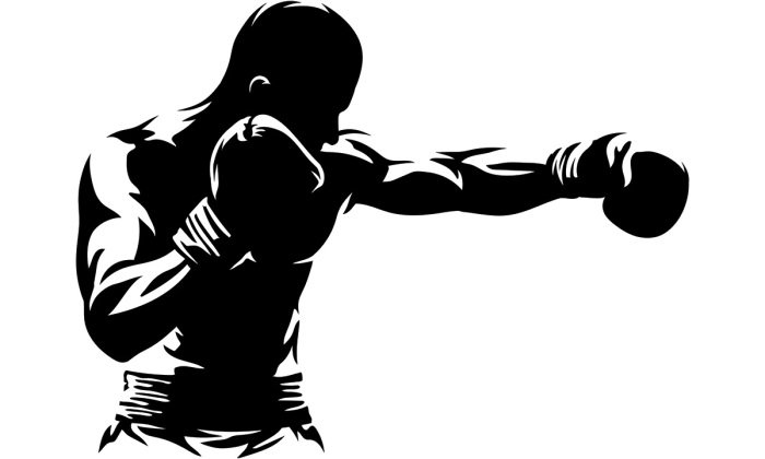 Sticker Zwart silhouet van een bokser