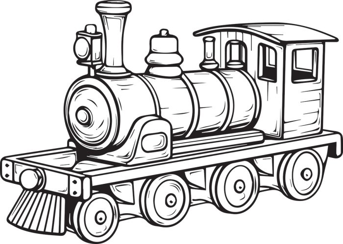 Sticker Zwart-witte stoomlocomotief