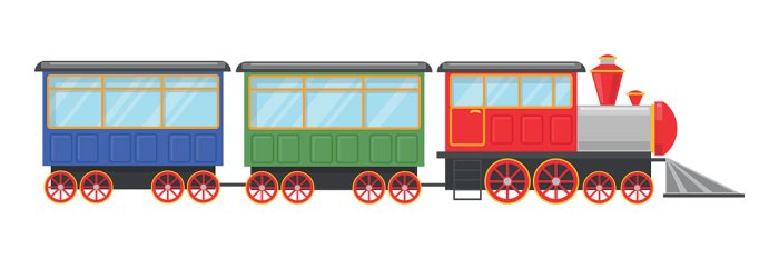 Sticker Kleurrijke locomotief met wagons