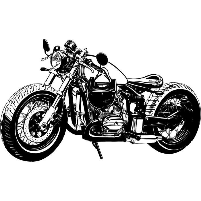 Sticker Zwart-witte custom motorfiets