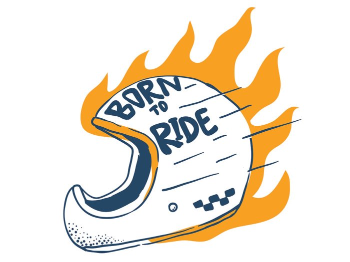 Sticker Motorhelm met de tekst BORN TO RIDE