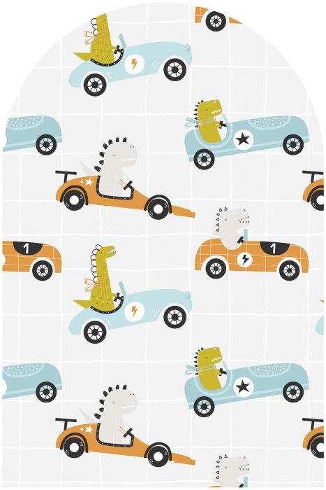 Sticker Krokodillen in raceauto's in Scandinavische stijl