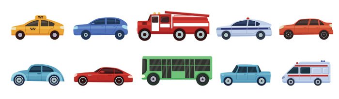 Sticker Kleurrijke stadsvoertuigen