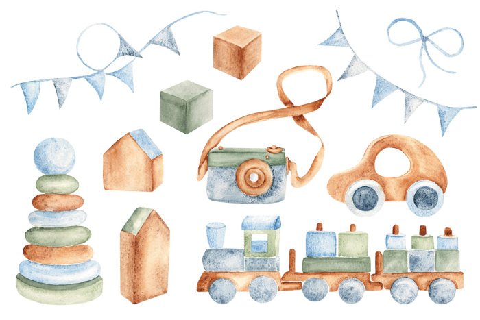 Sticker Aquarel boho speelgoed voor kinderen