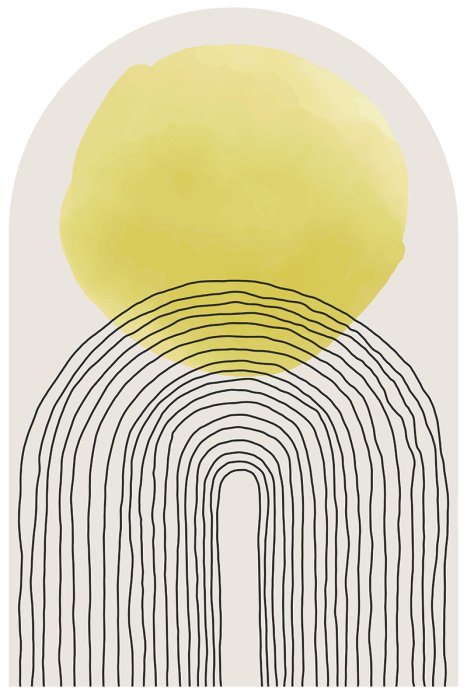 Sticker Abstracte bogen en een gele cirkel
