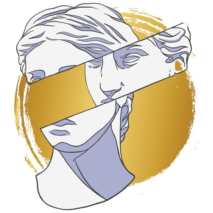 Sticker Portret van Venus in een abstracte stijl.